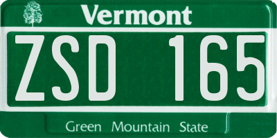 VT license plate ZSD165