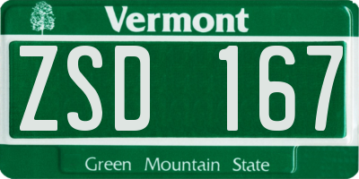 VT license plate ZSD167