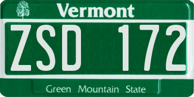 VT license plate ZSD172