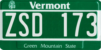 VT license plate ZSD173