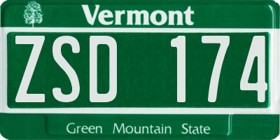 VT license plate ZSD174
