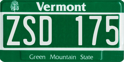 VT license plate ZSD175