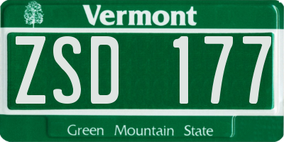 VT license plate ZSD177