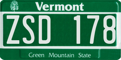 VT license plate ZSD178
