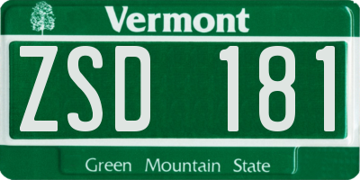 VT license plate ZSD181