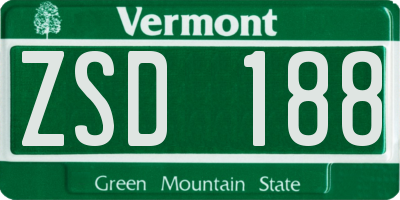 VT license plate ZSD188