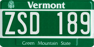 VT license plate ZSD189