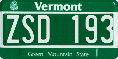 VT license plate ZSD193