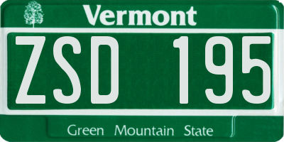 VT license plate ZSD195