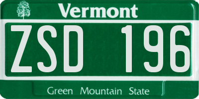VT license plate ZSD196