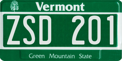 VT license plate ZSD201