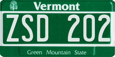 VT license plate ZSD202