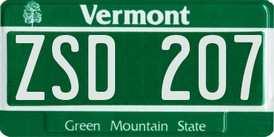 VT license plate ZSD207