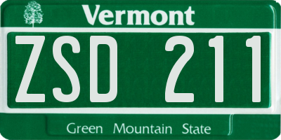 VT license plate ZSD211