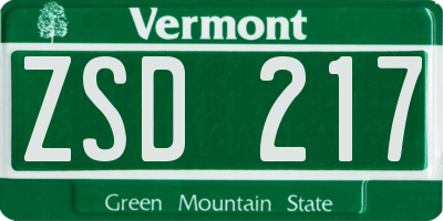 VT license plate ZSD217