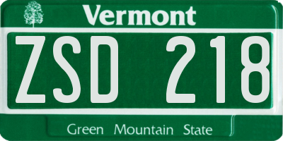 VT license plate ZSD218