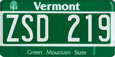 VT license plate ZSD219