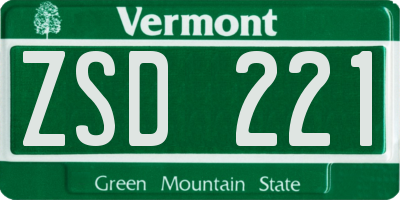 VT license plate ZSD221