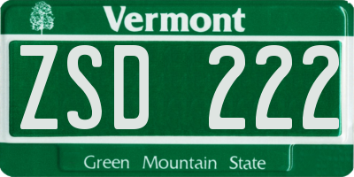 VT license plate ZSD222