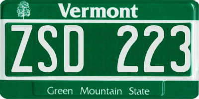 VT license plate ZSD223
