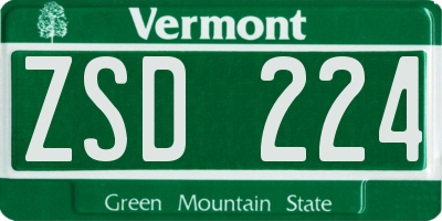 VT license plate ZSD224