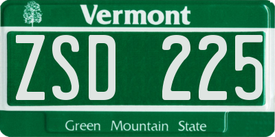 VT license plate ZSD225