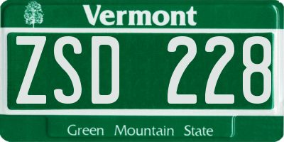 VT license plate ZSD228