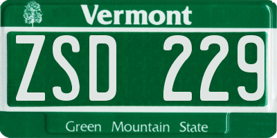 VT license plate ZSD229