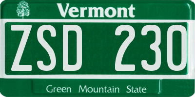 VT license plate ZSD230