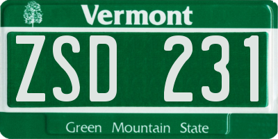 VT license plate ZSD231