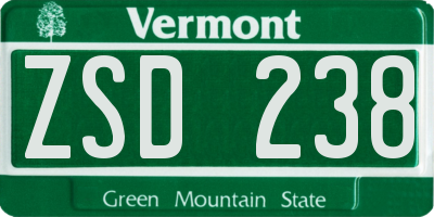 VT license plate ZSD238