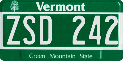 VT license plate ZSD242