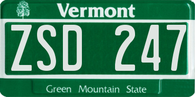 VT license plate ZSD247