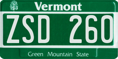 VT license plate ZSD260