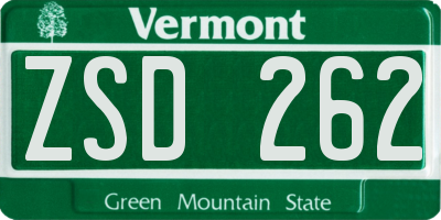 VT license plate ZSD262