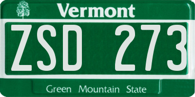 VT license plate ZSD273