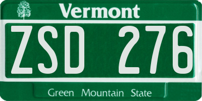 VT license plate ZSD276