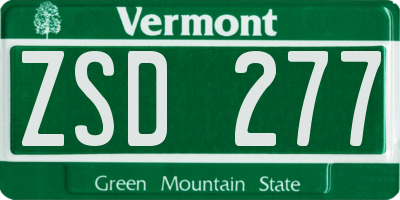 VT license plate ZSD277