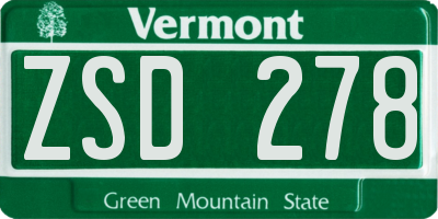 VT license plate ZSD278