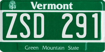 VT license plate ZSD291