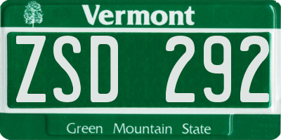 VT license plate ZSD292