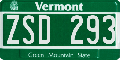 VT license plate ZSD293