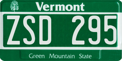 VT license plate ZSD295