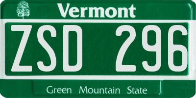 VT license plate ZSD296