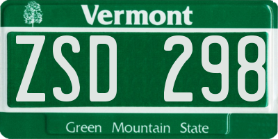 VT license plate ZSD298