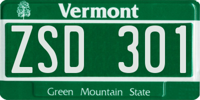 VT license plate ZSD301