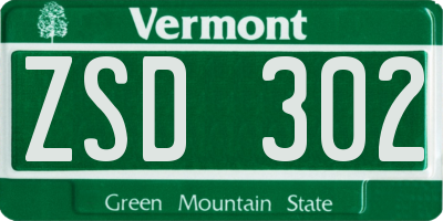 VT license plate ZSD302