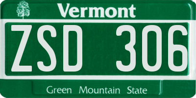 VT license plate ZSD306