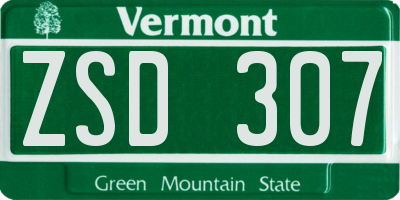 VT license plate ZSD307