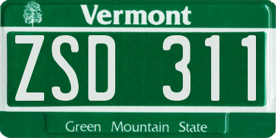 VT license plate ZSD311